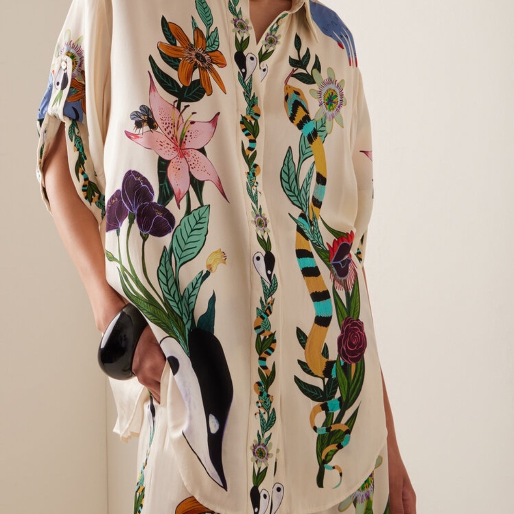 ALÉMAIS Meagan Printed Silk Shirt - size US2